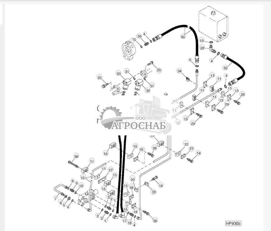 Four-Wheel Drive Hydraulic Lines And Hoses, L.H. Side 